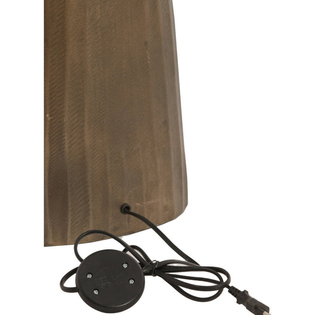 This floor lamp features a finely crafted textured bronze base. The surface is subtly ridged with organic vertical striations, giving it a hand-finished, artisanal look