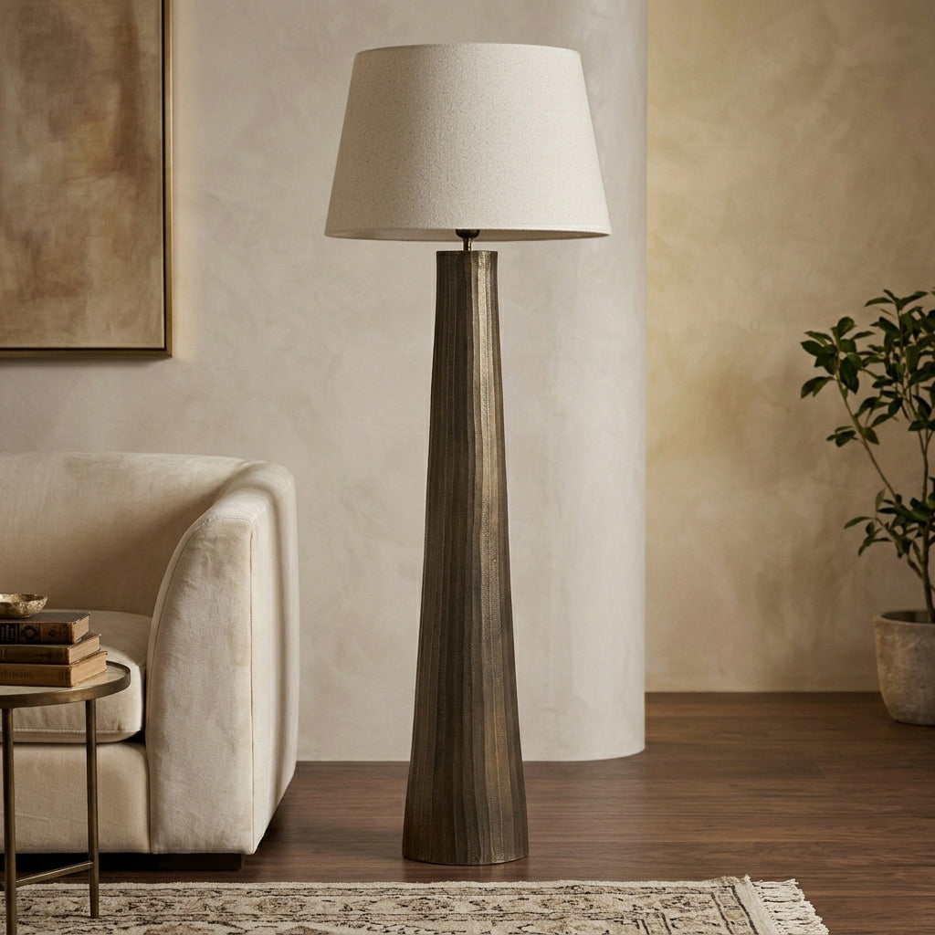 Bronze Floor Lamp Base - Sculptural and Textured Design