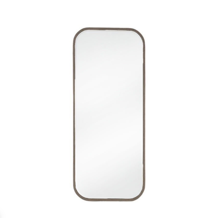 Large champagne gold wall mirror with curved corners