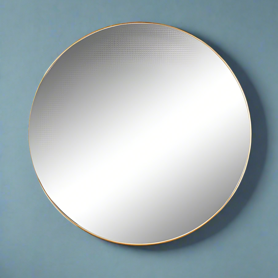 Large Gold Frame Slimline Round Mirror