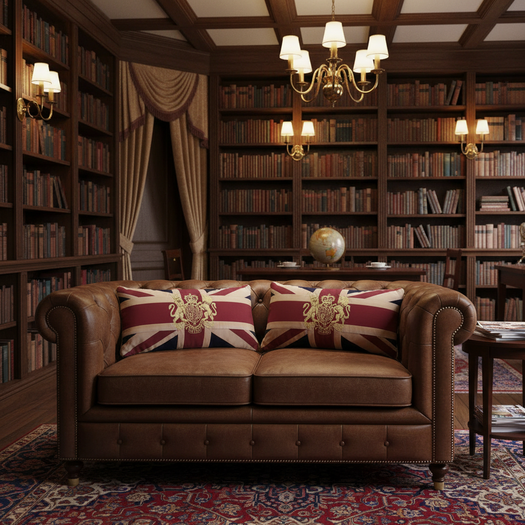 A statement cushion along the back of your sofa, beautifully made and finished in linen. Perfect for a library room.