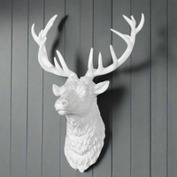 Large Bright White Stag Wall Head