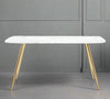 Large Dining Table With Faux White Marble Glass Top & Gold Legs - 160 cm