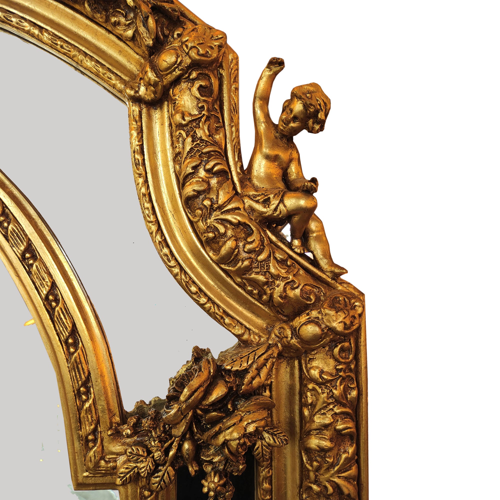 Large Ornate Giltwood Arched Mirror