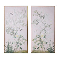 This large vertical canvas showcases a refined chinoiserie design beautifully set against a soft pink background. With dimensions of 140 x 70 cm, it is mounted on a durable wooden pine frame that ensures long-lasting elegance. Ideal for enhancing sophisticated interiors, this piece brings a touch of timeless artistry and subtle colour. These canves make a striking statement piece, perfect for enhancing the ambience of living rooms, bedrooms, dining areas, or hallways with refined charm