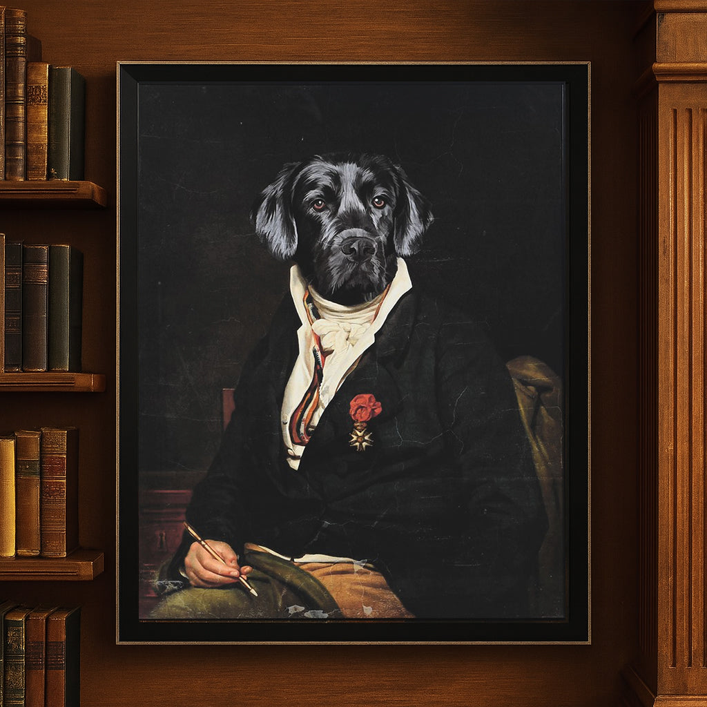 Large Dog in Suit Print 105 cm x 81 cm