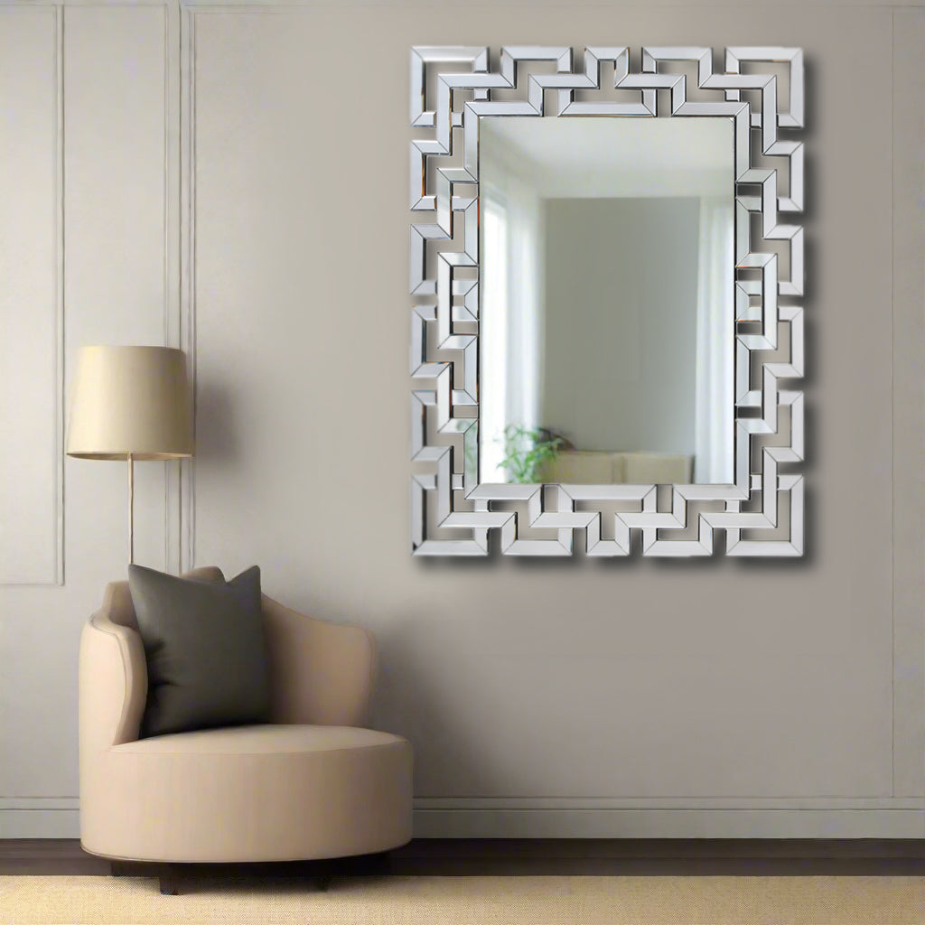 Large Rectangular Deco Venetian Mirror 122cm x 98cm
