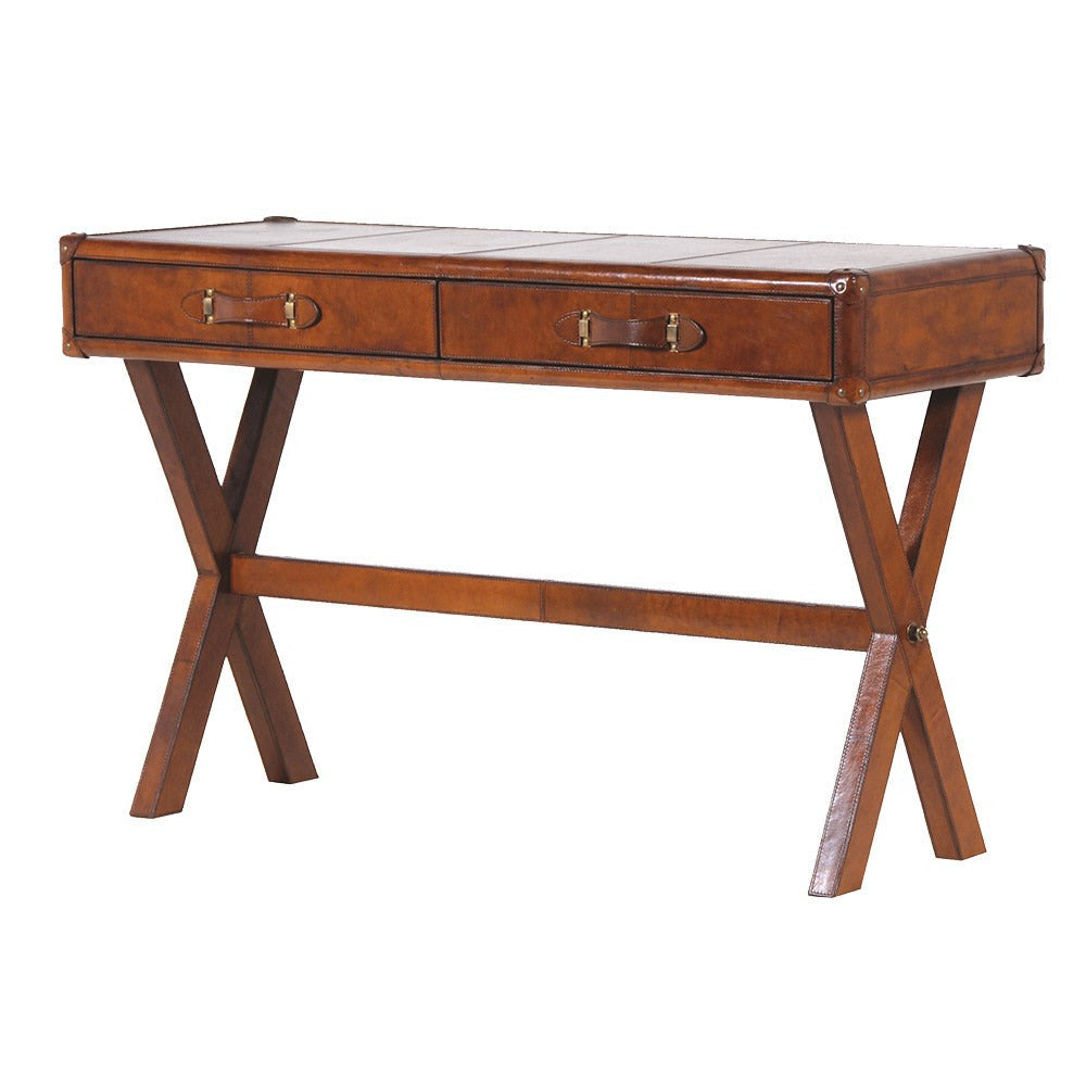 Leather Desk with Two Drawers