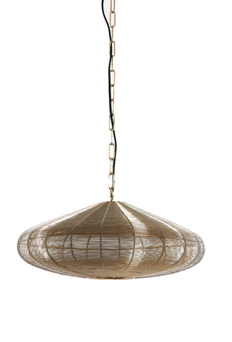 A stunning pumpkin shaped ceiling pendant made in light gold wire.&nbsp; A contemporary, sleek lighting solution for a contemporary setting, in a bedroom, dressing room and even in a contemporary living room to add a glow.&nbsp;&nbsp;