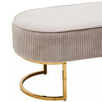 Light Grey Velvet & Gilt Stool 121 cm