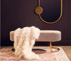 Light Grey Velvet & Gilt Stool 121 cm