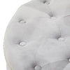 Grey Velvet Round Ottoman 68 cm