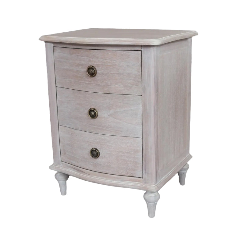 Limewashed Three Drawer Bedside