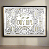 Mirrored Wall Sign "London Dry Gin" 100 x 70 cm - Reduced