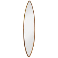 A very tall and narrow oval gilt framed mirror, perfect for those awkward areas that need light.