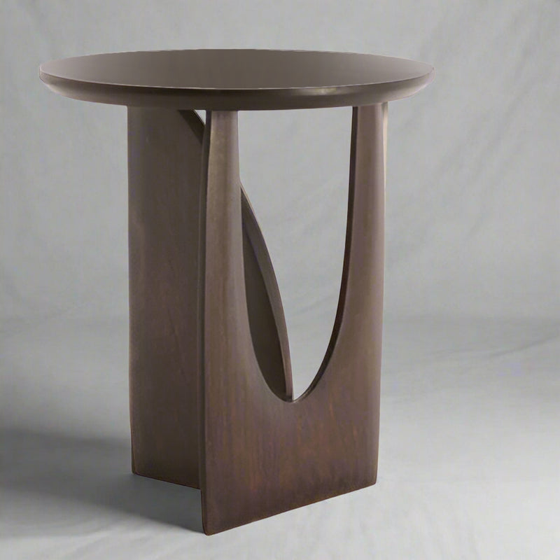 Modern Mango Wood Side Table - Mid-Century Asymmetric Design - CLEARANCE