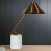 Desk lamp with marble base and conical gold top