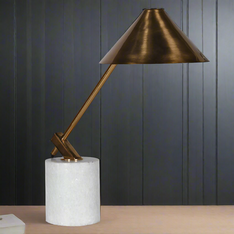 Marble and Brass Desk Lamp 47cm