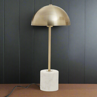 White Marble Base Table Lamp with Gold Dome Shade 56cm