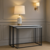White Marble Topped Console Tables With Black Metal Legs - CLEARANCE