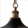 Modern pendant featuring a matt black finish in a chain. This wide disc pendant light is a striking, contemporary lighting fixture that combines sleek design with industrial charm. 