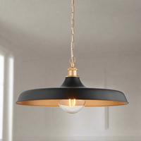 Matt Black Pendant Light With Inner Gold 50cm