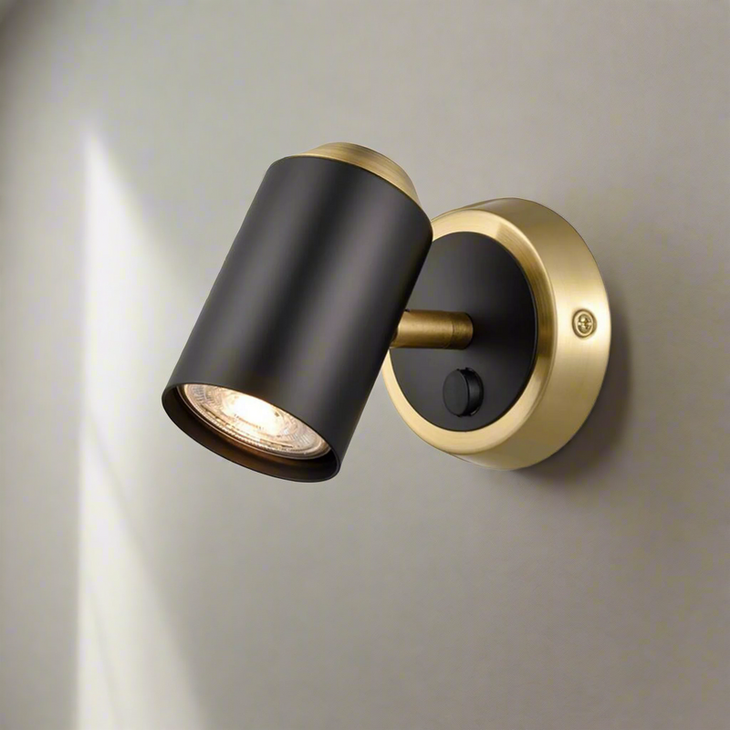 Matt Black & Brushed Brass Wall Light H: 11cm