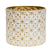 Medium Festive White & Gold Metal Container