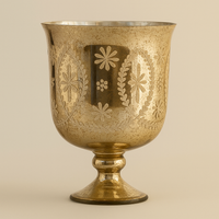 This stunning silver mercury glass vase features a classic goblet shape elevated on a graceful pedestal base.