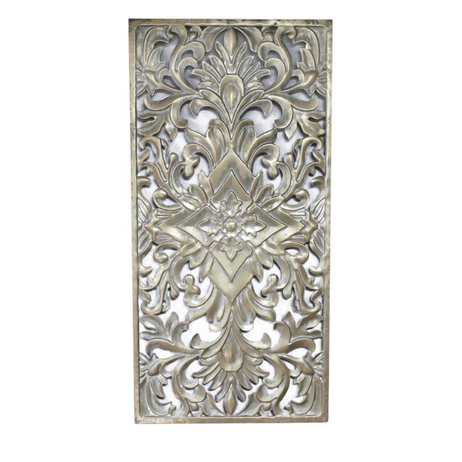 Decorative wall art, beautiful, intricately carved, pale gilt wall deco.&nbsp; Perfect way to add a Moroccan twist to any wall. Hung on theirown or in a group, these panels add an intricate and artistic design to an empty wall. In a bedroom, above the bed, in a hall to add interest or in a living room.&nbsp; There are a few different sizes and shapes of these panels on our website for you to browse.