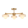 Mid Century Style Three Globe  Light  & Gilt Metal Pendant