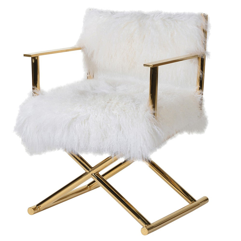 Fur Covered Gilt Chair 81 cm