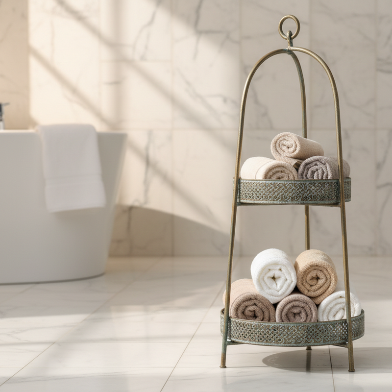 This is useful storage with a Moroccan vibe for small spaces that will quickly declutter your home. Can be used in every room and looks particularly glamorous in bathrooms and conservatories.