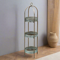 Moroccan 3 Tier Shelf Unit - Gilt Metal - 107cm