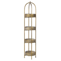 Moroccan 4 Tier Shelf Unit - Gilt Metal - 146cm