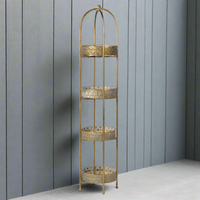 Moroccan 4 Tier Shelf Unit - Gilt Metal - 146cm