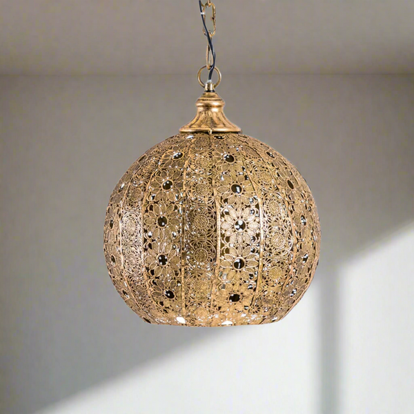 Moroccan Gilt Pierced Globe Ceiling Light - Clearance