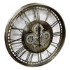 Moving Cog Clock Silver 55 cm