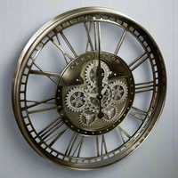 Moving Cog Clock Silver 55 cm