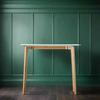 Oak Console Table Glass Top 90 cm