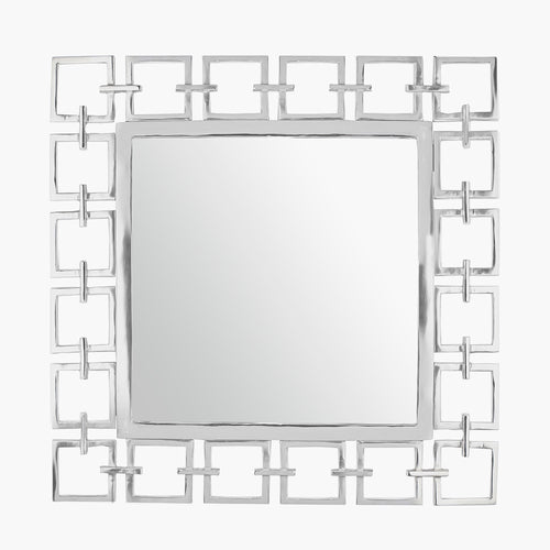Square Nickel Chain Mirror 64 cm