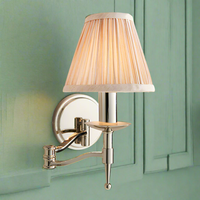 Nickel Flexible Arm Wall Light With Pleated Shade