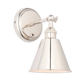 Perfect all nickel wall light, shade and plate all nickel. Bathroom or Kitched wall lighting