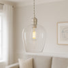 Nickel & Clear Glass Tall Pendant