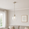 Nickel & Clear Glass Tall Pendant