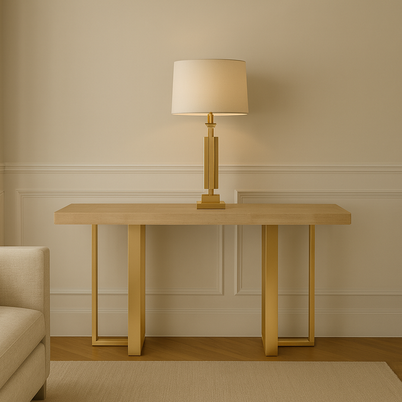 Pale Oak Brushed Gold Console