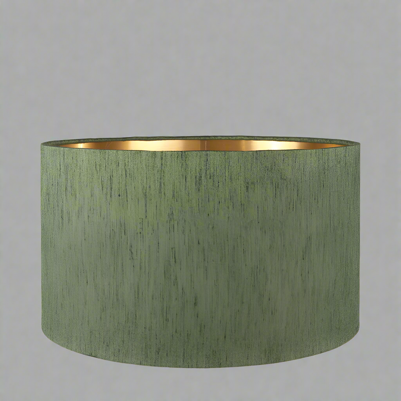 Olive Green Slubbed Faux Silk Shade with Goid Linnig - 45 cm