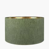 Olive Green Slubbed Faux Silk Shade with Goid Linnig - 45 cm