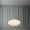 Opaque Glass Ribbed Oval Pendant H: 158 cm (Inc. Flex)