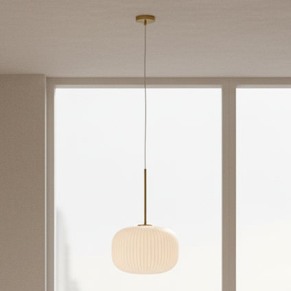 Opaque Ribbed Glass Pendant